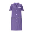thumbnail image 4 of Xfvqtps Robe d'Infirmière pour Femmes avec Poches Bouton Manches Courtes Col à Revers Robe de Travail pour Aidante Violette, 4 of 6