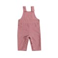 thumbnail image 1 of Xingqing Infant Baby Girls Boys Corduroy Bib Pants Solid Color Button Pocket Strapless Overalls Clothes, 1 of 9