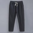 thumbnail image 2 of CHUANK Pantalons d'Été en Lin pour Hommes Pantalons Courts Droits Amples en Coton Lin Tendance Taille 5TG Pantalons Longs, 2 of 7