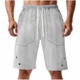 thumbnail image 2 of Styesk Mens Shorts Man Solid-Color Casual Large-Pocket Button Drawstring Elastic-Waist Shorts Cargo Pants Half Shorts Pants, 2 of 7