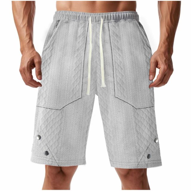 hotojiny Men's Lounge Shorts with Pockets Fashion Textured Summer Short Pants Casual Drawstring Running Workout Shorts