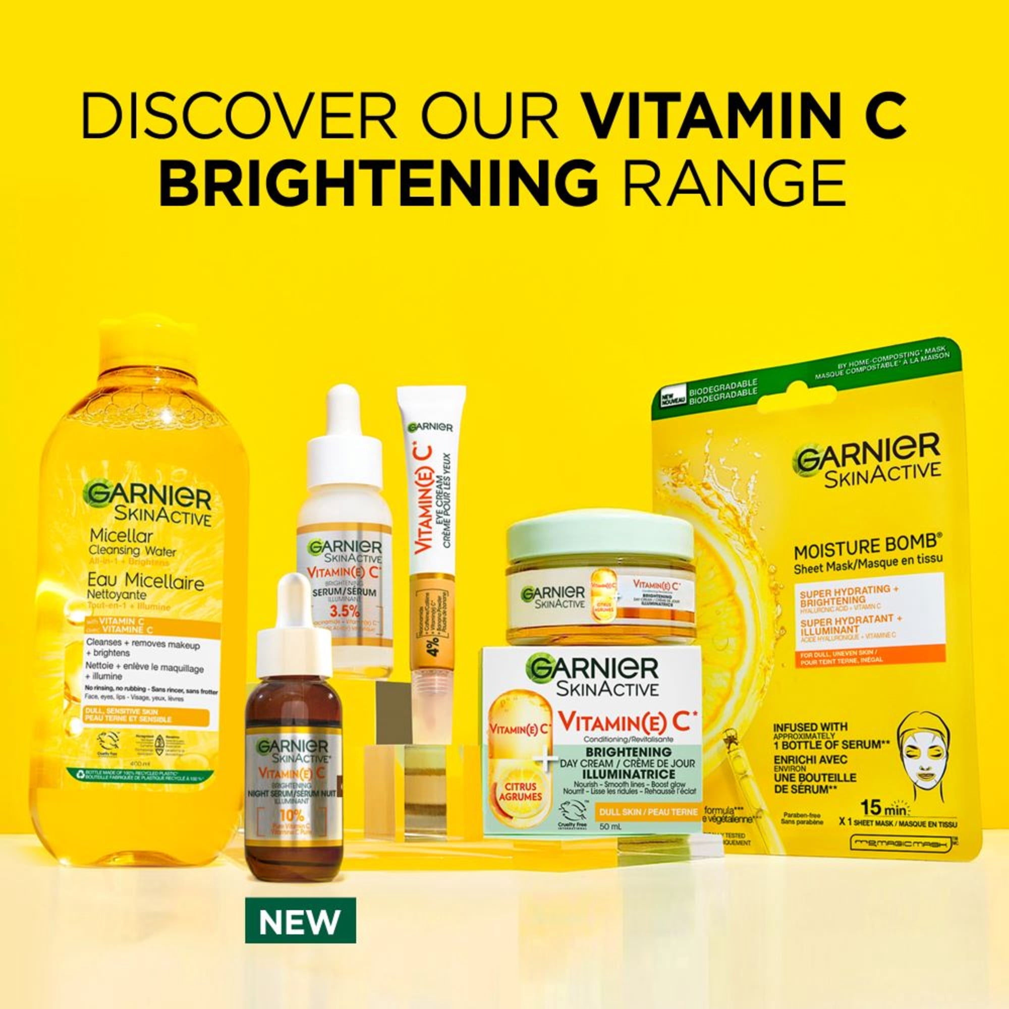 Garnier SkinActive Crème pour les yeux éclaircissante à la vitamine C, 15 ml