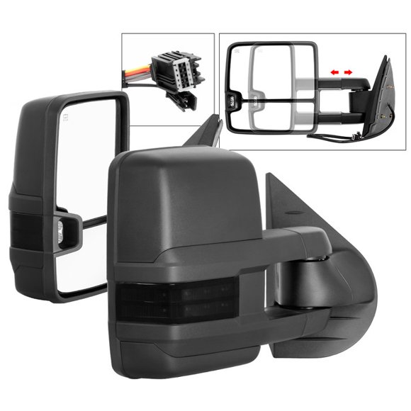 Xtune Miroir de Remorquage Extérieur 9936722 Remplacement de Rechange; Ajustement Direct; Télescopique; Électrique; Chauffé; avec Indicateurs de Clignotants; Ensemble de 2