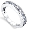 thumbnail image 2 of Sterling Silver Men's Wedding Band Engagement Ring With Round Cut Cubic Zirconia 4MM, 2 of 3