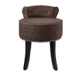 thumbnail image 2 of Inspired Home Bardot Linen Vanity Stool Nailhead Trim Roll Back Bedroom, Brown, 2 of 9