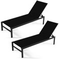 thumbnail image 2 of Costway Lot de 2 Chaises Longues à 6 Positions Chaise Longue Aluminium Inclinable Réglable Noir, 2 of 9