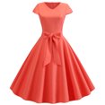 thumbnail image 1 of EGNMCR Robes d'Été Femmes Tendance 2024 Femmes Vintage Manches Courtes 50s Ménagère Décontractée Soirée Fête Bal Robe, 1 of 9
