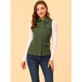 thumbnail image 2 of INSPIRE CHIC Veste Zippée pour Femme Sans Manches Anorak Gilet Utilitaire Veste avec Poches P Vert, 2 of 6