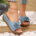 thumbnail image 3 of Orthopedic Platform Sandals for Women 2025 Boho Beach Flower Wedge Dress Slip on with Arch Support, 3 of 5