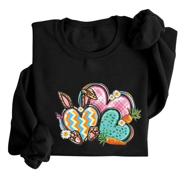 EGNMCR Easter T-Shirts Imprimés pour Femmes T-Shirts Graphiques T-Shirts pour Femmes T-Shirts à Col Rond pour Femmes Haut à Manches Longues Imprimé Easter Chandails pour Femmes T-Shirts pour Femmes
