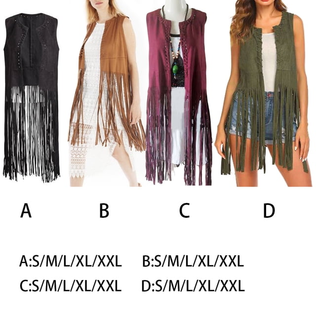 Gilet Sans Manches Ouvert Style Western Respirant à Franges pour Femmes Gilet Cardigan Rétractable à la Taille pour Usage Quotidien Vert TTG