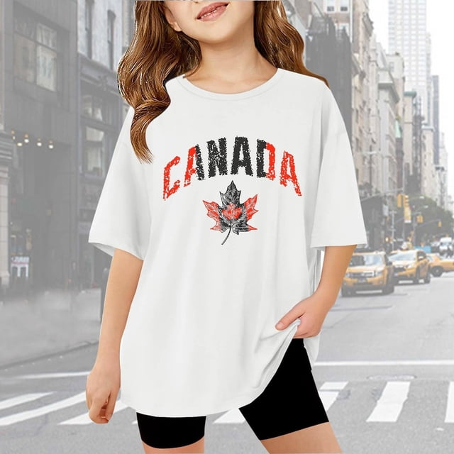 Vêtements pour Filles T-Shirts à Manches Courtes Imprimés pour Filles Col Ras du Cou Vêtements d'Été pour Petite Fille 3-4 Ans Vêtements pour Filles Mode Filles
