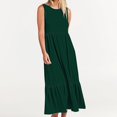 thumbnail image 4 of AherBiu Robes d'Été pour Femmes Décontractées Amples Sans Manches Robe Midi avec Poches Confortables à Volants Robes Soleil, 4 of 5