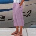 thumbnail image 1 of Jsaierl Women's Elastic Waist Wide Leg Lounge Capris with Pockets, Solid Color, Plus Size, 1 of 5