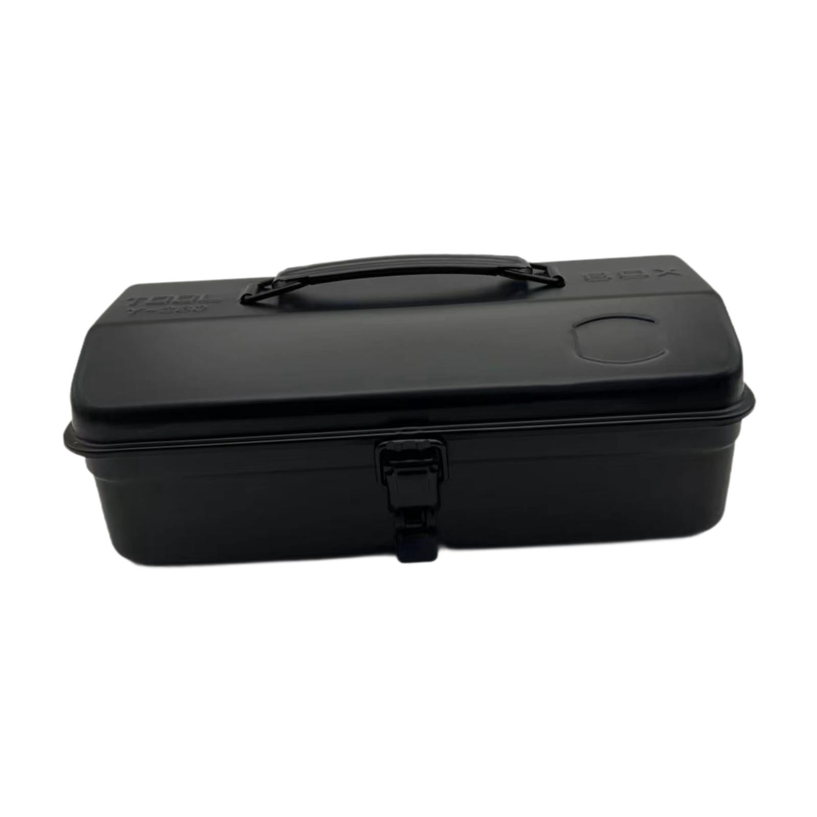 jinwen Portable Tool Box Car Hardware Repair Tool Storage Box Tool Case Household Solid Metal Locking Latch Sturdy Container Carrier Black