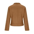 thumbnail image 4 of Économies d'Automne! srobpty Veste à Manches Longues pour Femme, Veste Courte à Col à Revers pour Femme en Suède Uni, Mode Décontractée, Tissu Confortable, Kaki, TG, 4 of 4