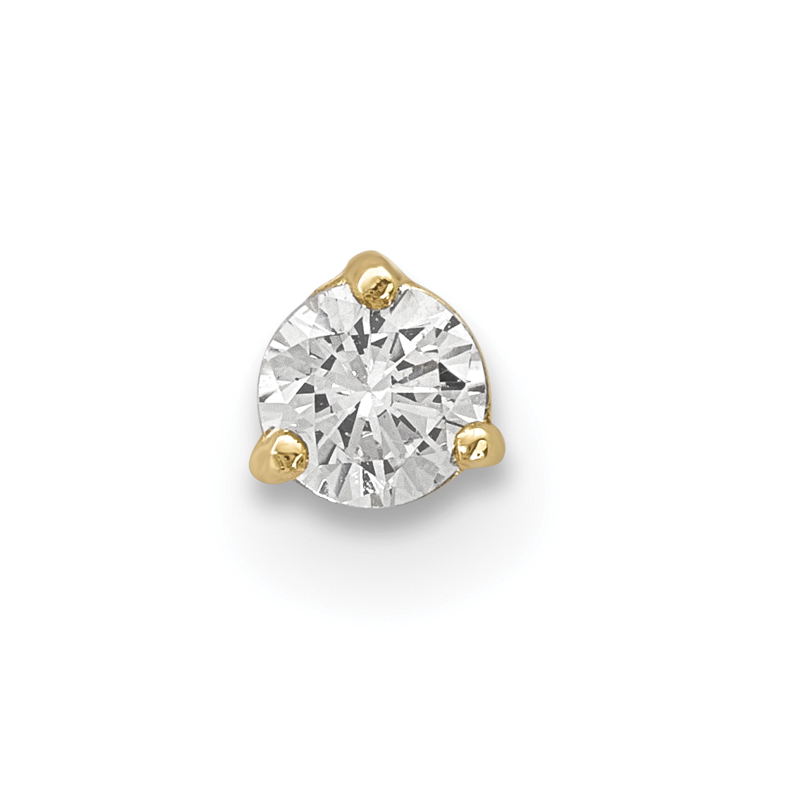 Or Jaune 14k 18 Gauge 3mm Zircon Cubique Cz Labret/bijou de Visage Labret