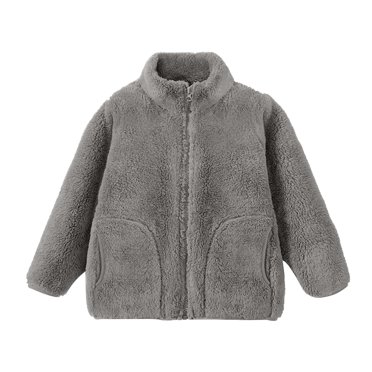 Fall Saving! HVOBTTY Toddlers Long Sleeve Fleece Jacket, Children's Coat Winter Fleece Coat for Boys and Girls Warm Stand Up Collar Top Gray, 3 Years