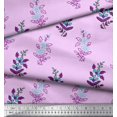 thumbnail image 3 of Soimoi Poly Georgette Fabric Leaves & Floral Block Printed Fabric 1 Yard 52 Inch Wide, 3 of 3
