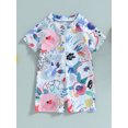 thumbnail image 3 of xiaxaixu Baby Girls Boys Rash Guard Swimsuit Playsuits Watercolour Print Zipper Short Sleeve Sun Protection Bathing Suit, 3 of 9
