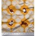 thumbnail image 1 of Soimoi Tissu Crêpe Polyester Imprimé Floral & Chat Animal au Mètre 52 Pouces de Large, 1 of 3