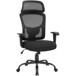BestOffice Chaise grand et grand bureau, 400 Lb Poids Capacité Ergonomie, Haute, Mesh, Support Lombaire, Siège Large & Appuie-tête noir