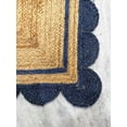 thumbnail image 4 of Indian Handmade Braided Natural Jute with Navy Blue Scalloped Design Area Rug, Home Décor Rug, Jute Rug for Bedroom, Dining Room, living room, Doormat Rug Size - 9' Square (270 cm x 270 cm), 4 of 5
