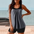 thumbnail image 4 of RKSTN Tankini Swimsuits for Women Summer Fashion Solid ColorConservative Two Piece Set Bathing Suits with Boyshorts Loose Plus Size Round Neck Sleeveless Pleated Swimsuits, 4 of 5