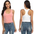 thumbnail image 3 of Charmo Crop Tank Tops for Women Built-in Shelf Bra Racerback Cotton Sports Crop Top 2 Pack, 3 of 6