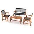 thumbnail image 1 of Gymax Ensemble de Conversation 4 Pcs en Bois d'Acacia Causeuse, Chaise et Table pour Patio, 1 of 7