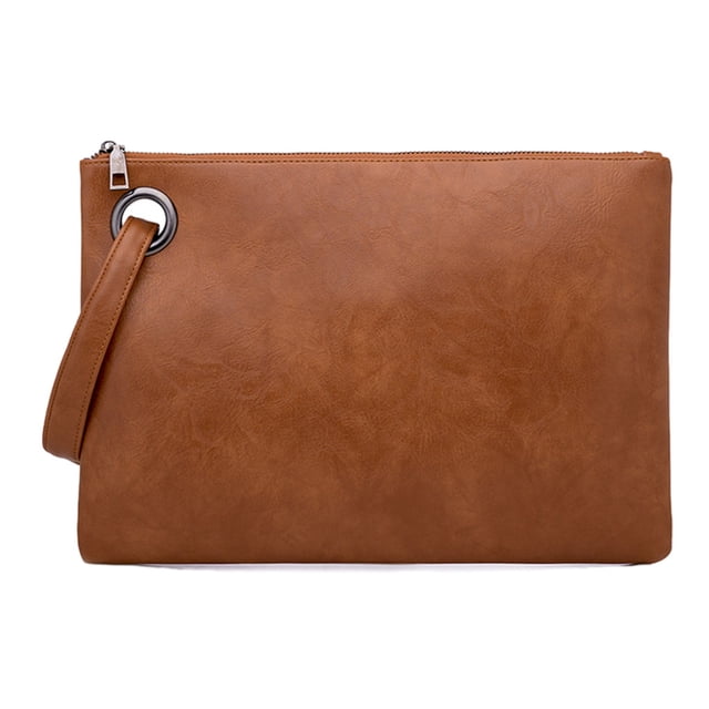 fastboy Lightweight Handbag Convenient And Practical PU Bag Versatile Clutches Handbag Practical Gifts brown 1Set
