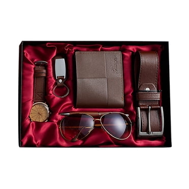 Men'S Gift Box Set, 7 Pieces, Leather Belt, Wallet, Wrist Watch, Pen, Keychain and Bracelet Set for Dad, Husband, Boyfriend, Father'S Day, Valentine'S Day, Birthday and Christmas Gift