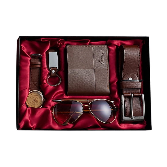 Men'S Gift Box Set, 7 Pieces, Leather Belt, Wallet, Wrist Watch, Pen, Keychain and Bracelet Set for Dad, Husband, Boyfriend, Father'S Day, Valentine'S Day, Birthday and Christmas Gift