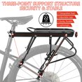 thumbnail image 2 of Semfri Porte-Bagages de Vélo Universel Ajustable, Porte-Bagage de Voyage avec Têtes à Dégagement Rapide, Logo Réfléchissant et Bande, Grand Filet de Chargement, Ailes Latérales Protectrices, Supporte 220 Lb - Noir, 2 of 13