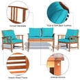 thumbnail image 4 of Costway Ensemble de Mobilier de Patio en Bois 4 Pcs Table Sofa Chaise Coussiné Jardin Turquoise, 4 of 10