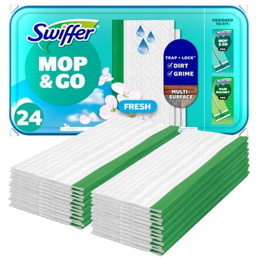 Swiffer Mop & Go, Wet Pads Refill, Floor Cleaner, Cleaning Cloths, Fresh, 24ct