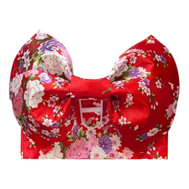 Tachiuwa Japanese Kimono Bow Belt Comfortable Pre Tied Clothing Accessories, Women Yukata Style D