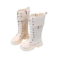 thumbnail image 2 of YUNAFFT Girls Knee High Boots Zipper Closure Solid Color British Style Casual Versatile Martin Boots, 2 of 9