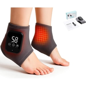 Vita Feet Relieve,2026 Mise à jour Vita Feet Massager Relief,Triple méthode masseur avec 3 Modes de vibration & 5 Niveaux de chaleur, Pied chauffé sans fil & Enveloppe de cheville, pour neuropathie (Grey-1Pcs)