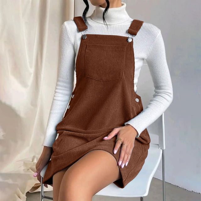 FcBaudy Camisole Sans Manches Robe Col en V, Robes d'Été pour Femmes, Robes pour Femmes Nouvelle Robe à Bretelles en Velours Côtelé Ample Robe à Bretelles pour Femmes