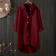 thumbnail image 1 of Weiqiqre Womens Spring Tops Oversized Linen Shirts Blouses Tops Long Sleeve High Low Button Up Shirts, 1 of 4