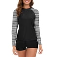 thumbnail image 1 of RKSTN Swimsuit for Women 2024 New Fashion Rash Guard Sun protection Long Sleeve Tops and Boyshort Summer Beach Surfing Swimwear, 1 of 4