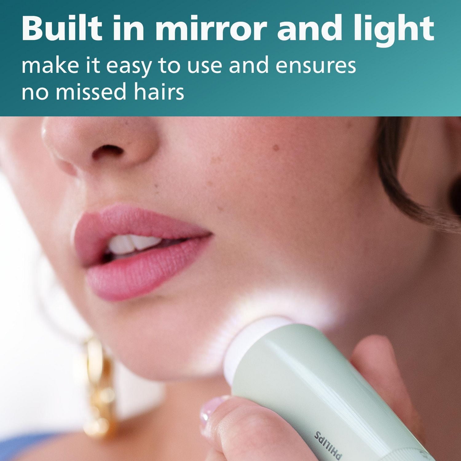 Philips Cordless Facial Hair Remover designed for women to gently remove hairs on the upper lip, chin, cheeks and jawline. A gentle experience at home and on-the-go, BRR474
