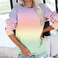 thumbnail image 2 of HKEJIAOI 2023 Women Haut Col Rond Couleur Bloc Poids Moyen Long Sleeve Haut, 2 of 6