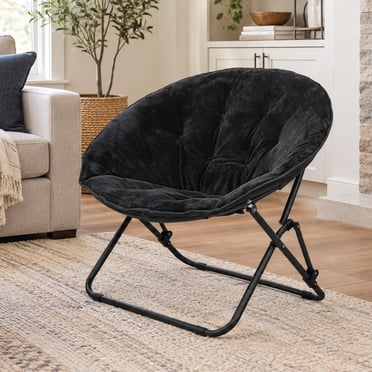 Mainstays Saucer Chair for Kids and Teens, Black, Bedroom, Foldable