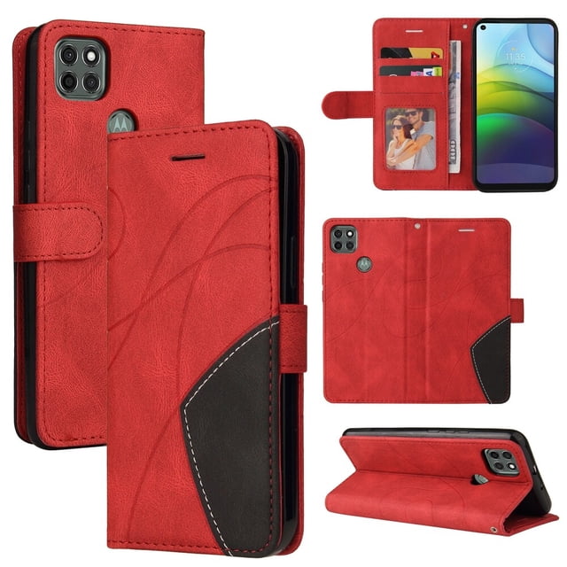 Étui pour Motorola Moto G9 Power Portefeuille en Cuir Livre à Rabat Folio Support Vue Couverture - Rouge