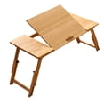 thumbnail image 3 of GROWTH TANK Foldable Table Laptop Lap Desk Rectangle Bamboo Portable Stand Adjustable Angle for Camping Balconies Computer Outdoor Picnic Light Brown Large, 3 of 9