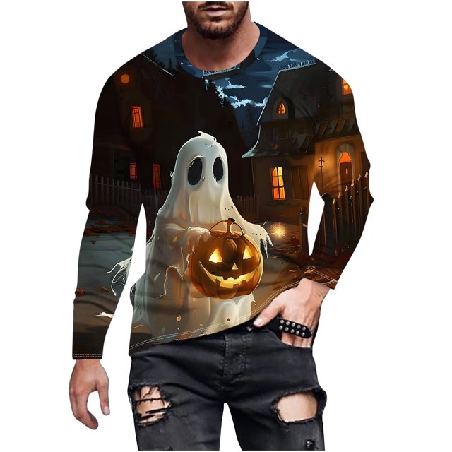 Pisexur Chandails en Molleton d'Halloween pour Hommes, Chandails en Molleton Graphiques Surdimensionnés, Manches Longues, Pull Décontracté, Col Rond, Grande Taille, S-6TG