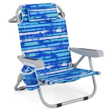 Goplus 1 PCS Chaise de Plage Pliante pour Adulte Chaise de Camping Légère en Aluminium avec Sac de Rangement Bleu Marine