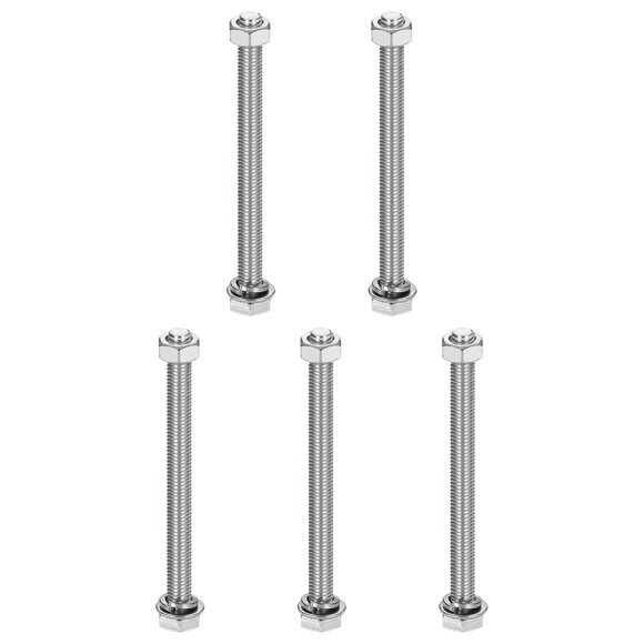 M8 x 95mm 304 Stainless Steel Hex Head Screws Bolts, Nuts, Flat & Lock Washers Assortment Kit, 5 Sets